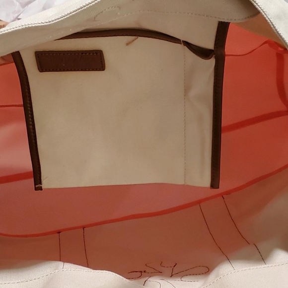 Simply Vera Wang Cream, Neon Orange Beach Tote - Picture 4 of 5